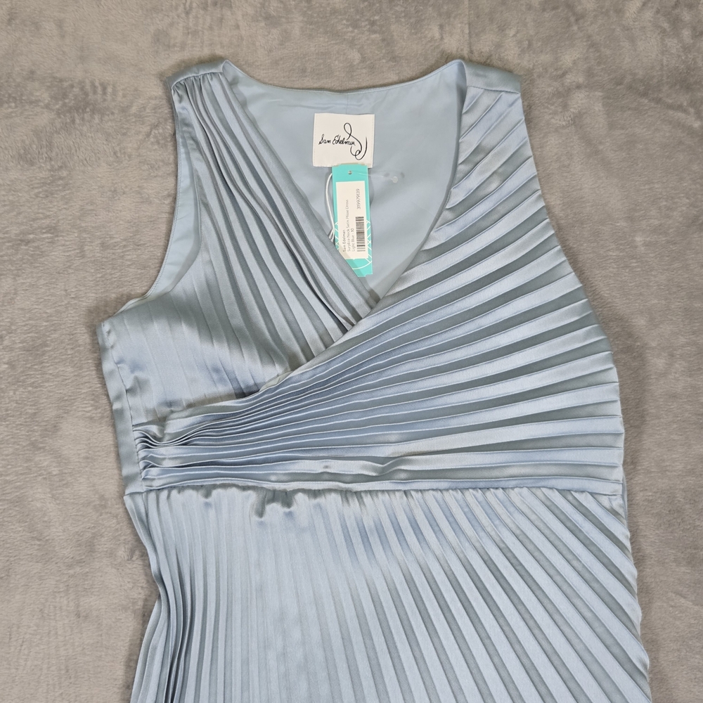 Sam Edelman Asymmetrical Blue Pleated Dress - Picture 4 of 12